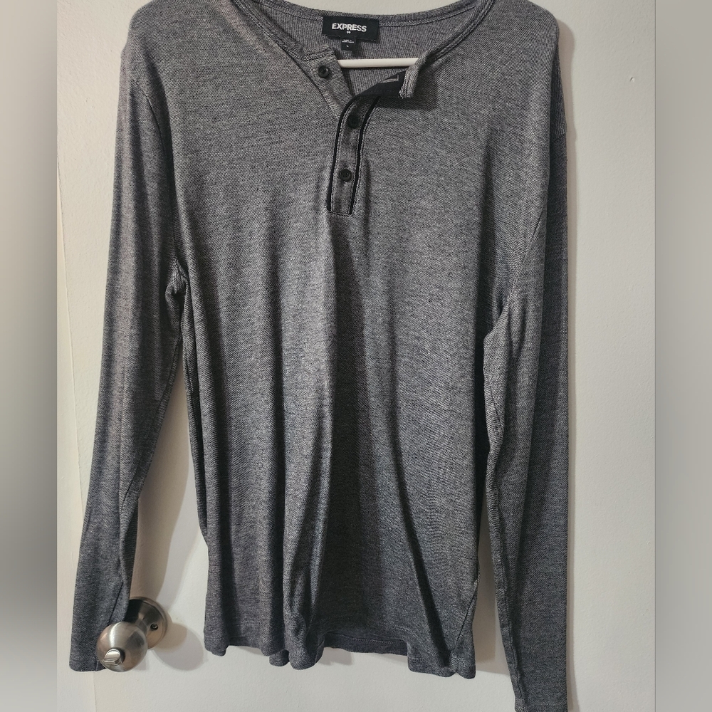 Express Charcoal Long Sleeve Henley
